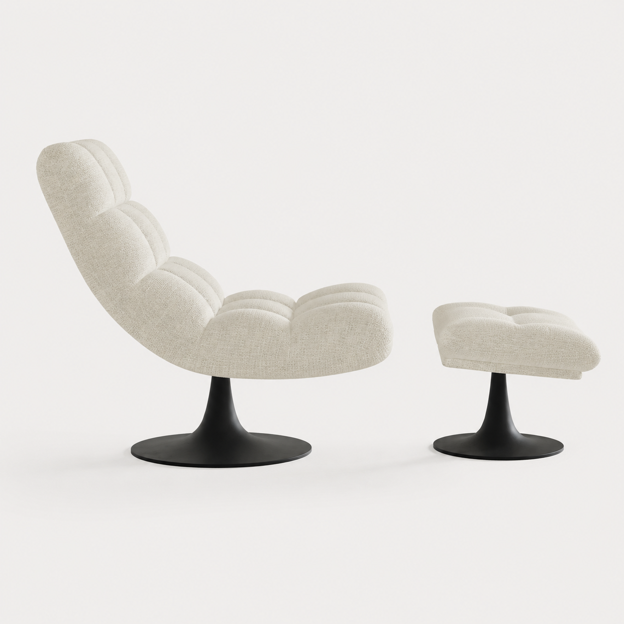COSMO Chenille Velvet Swivel Armchair and Footstool Set - Image 4