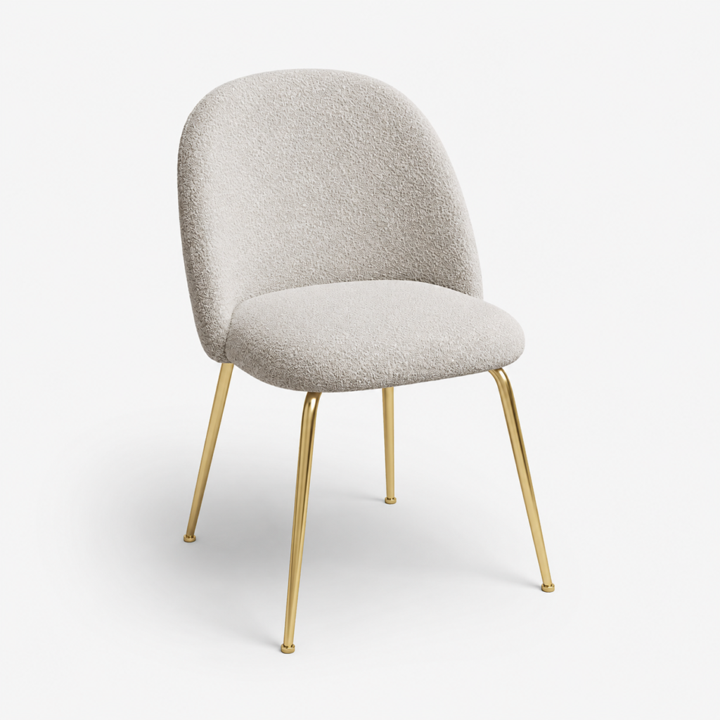 Set Of 2 ELLA Bouclette Chairs With Gold Legs