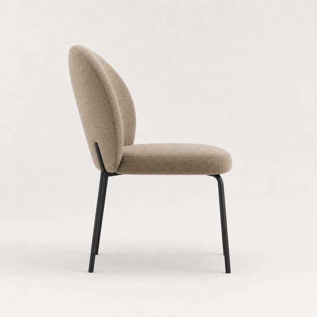 Set of 2 ARIA Chairs, Soft-Touch Woven Fabric, Black Legs