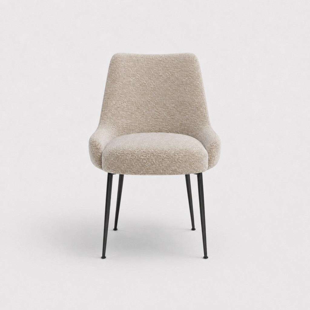 Set of 2 RAKL Bouclette Chairs With Black Legs