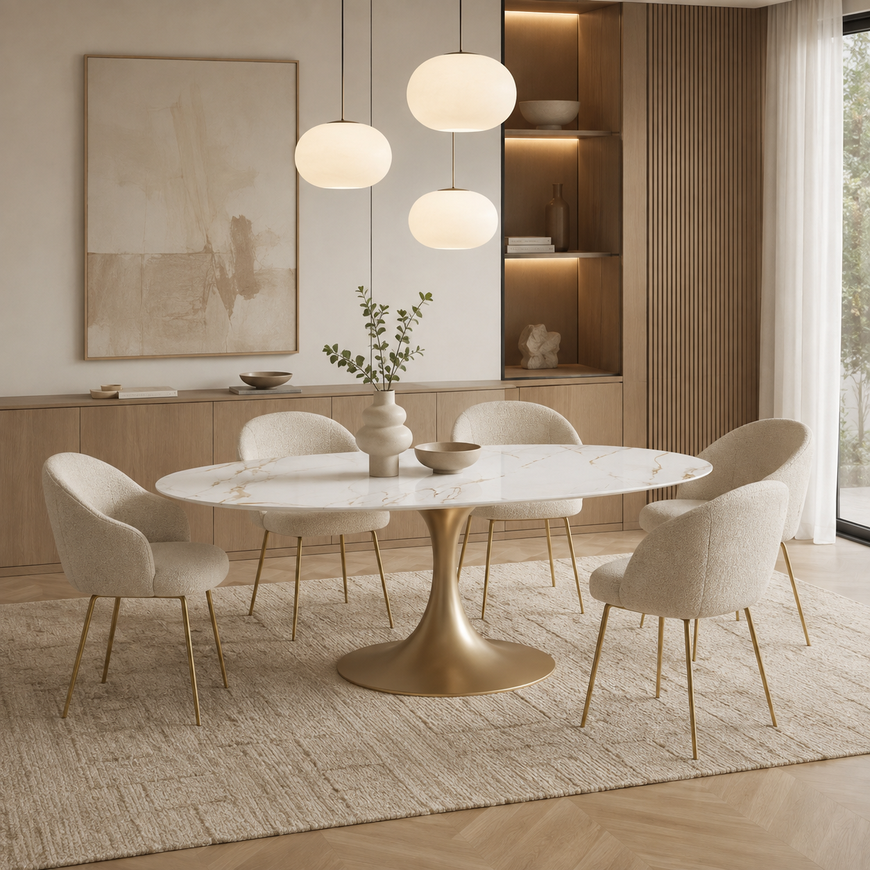 NYMPHEA Dining Table With Gold Legs, 180 cm - Image 2