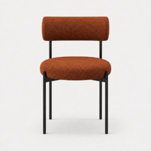Set Of 2 ADELE Terracotta Bouclé Fabric Chairs With Black Legs - Image 3