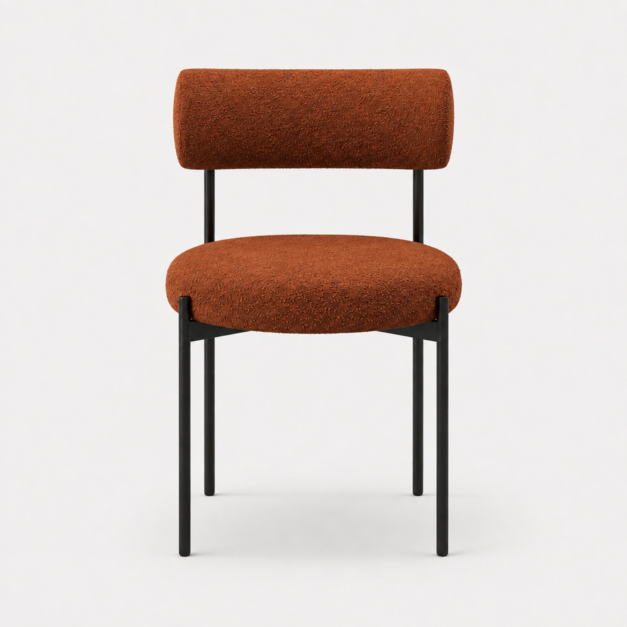 Set Of 2 ADELE Terracotta Bouclé Fabric Chairs With Black Legs - Image 3