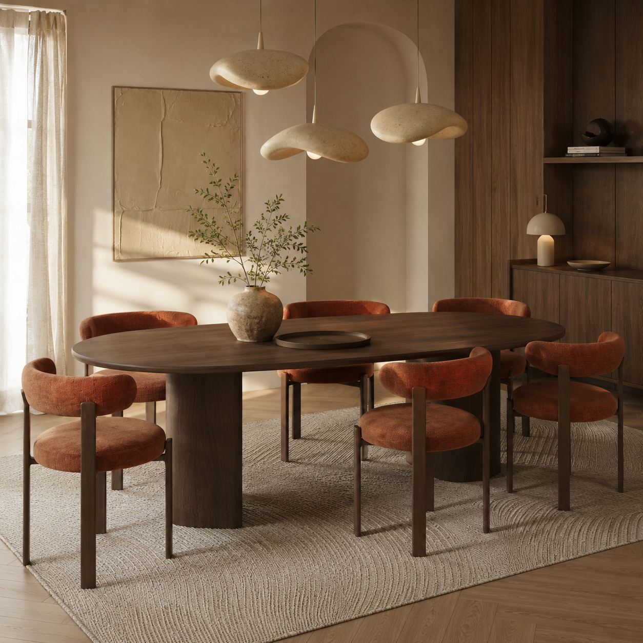 Set Of 2 OREN Terracotta Embossed Velvet Chairs - Image 2