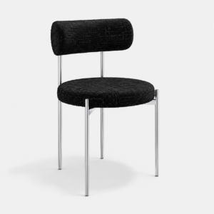Set Of 2 ADELE Black Woven Velvet Chairs With Chrome Legs - Image 1
