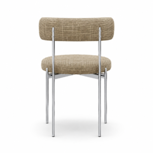Set Of 2 ADELE Cream Patterned Woven Fabric Chairs With Chrome Legs - Image 4