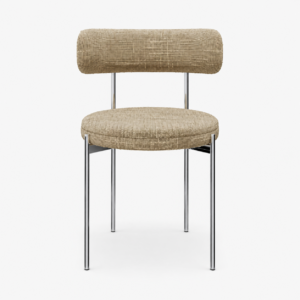 Set Of 2 ADELE Cream Patterned Woven Fabric Chairs With Chrome Legs - Image 3