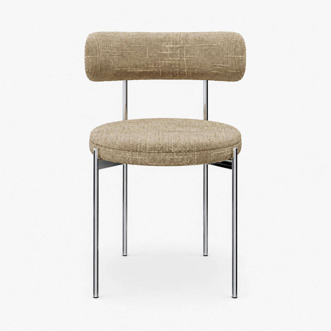 Set Of 2 ADELE Cream Patterned Woven Fabric Chairs With Chrome Legs - Image 3