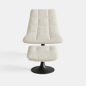 COSMO Chenille Velvet Swivel Armchair and Footstool Set - Image 3
