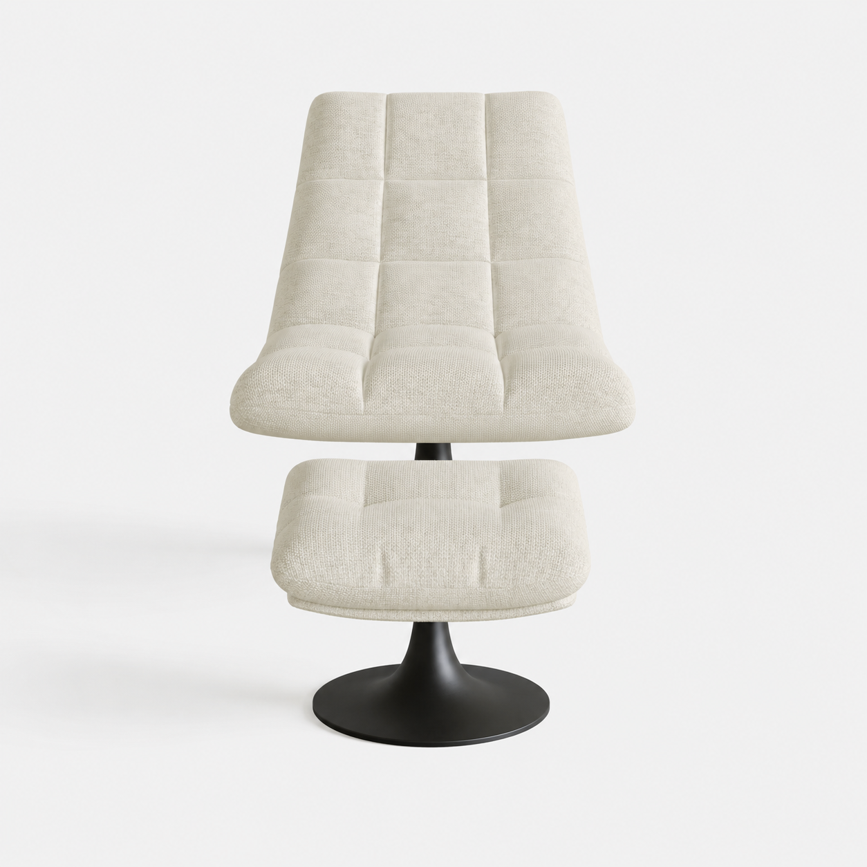 COSMO Chenille Velvet Swivel Armchair and Footstool Set - Image 3