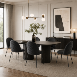 Set Of 2 ELLA Velvet Chairs With Black Legs - Image 2
