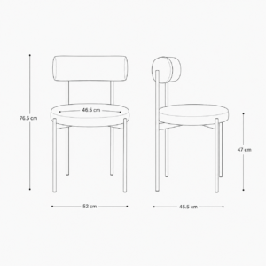 Set Of 2 ADELE Terracotta Bouclé Fabric Chairs With Black Legs - Image 6