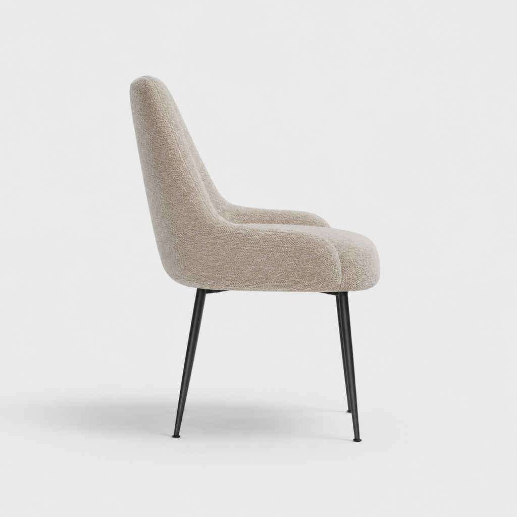 Set of 2 RAKL Bouclette Chairs With Black Legs