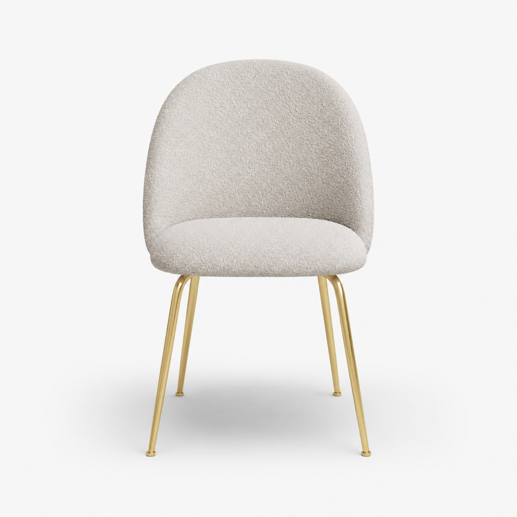 Set Of 2 ELLA Bouclette Chairs With Gold Legs