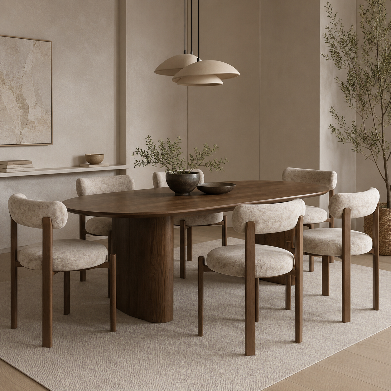 Set Of 2 OREN Beige Embossed Velvet Chairs - Image 2