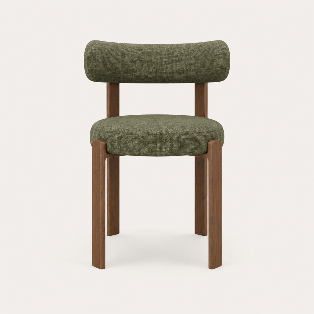 Set Of 2 OREN Khaki Green Chenille Velvet Chairs
