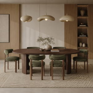 Set Of 2 OREN Khaki Green Chenille Velvet Chairs - Image 5