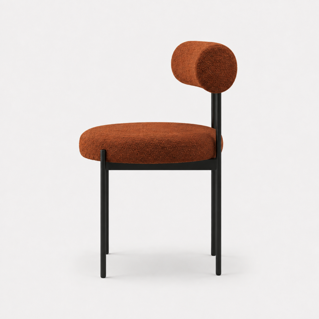 Set Of 2 ADELE Terracotta Bouclé Fabric Chairs With Black Legs