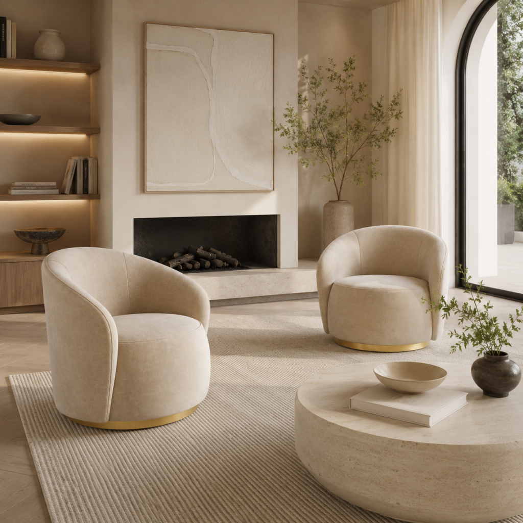 JADE Velvet Swivel Armchair