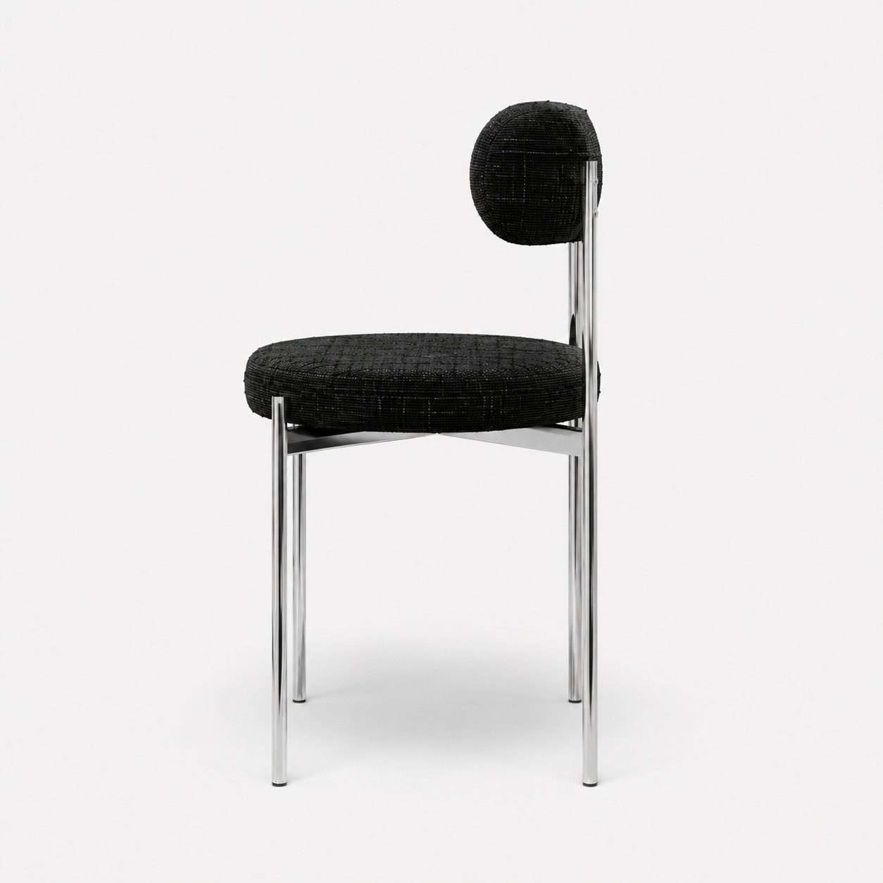 Set Of 2 ADELE Black Woven Velvet Chairs With Chrome Legs - Image 5