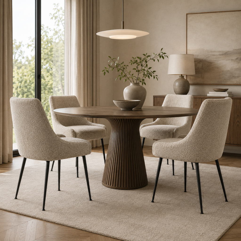 Set of 2 RAKL Bouclette Chairs With Black Legs
