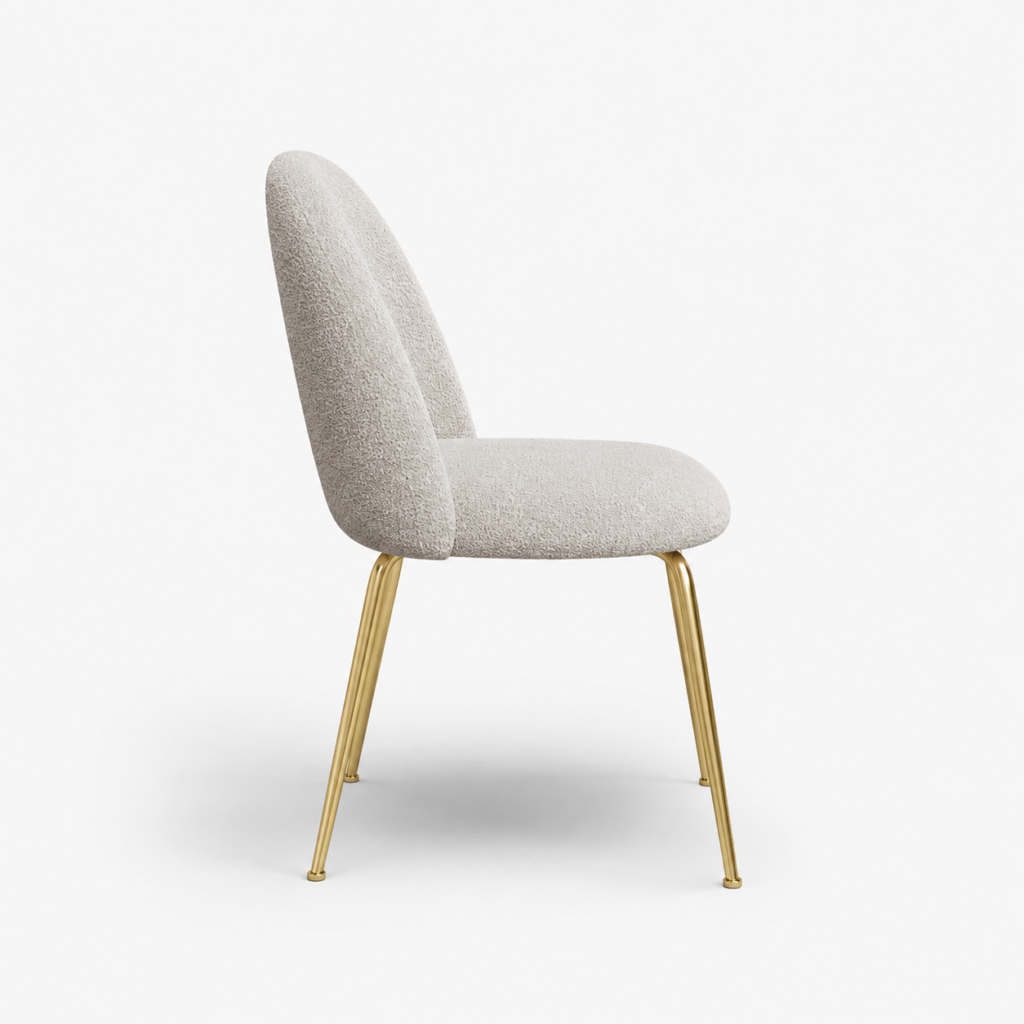 Set Of 2 ELLA Bouclette Chairs With Gold Legs