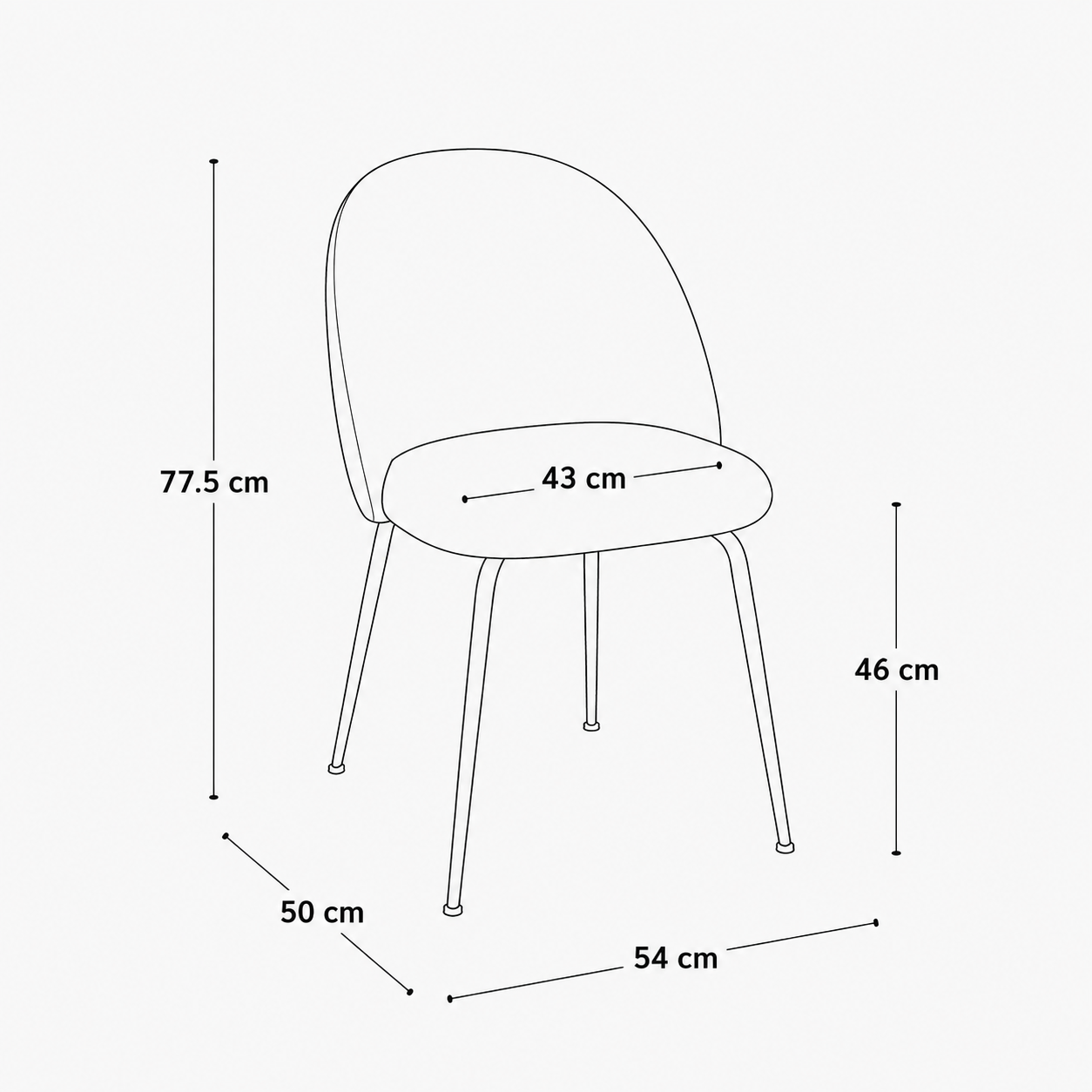 Set Of 2 ELLA Bouclette Chairs With Gold Legs - Image 8