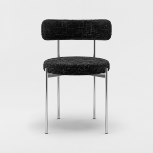 Set Of 2 ADELE Black Woven Velvet Chairs With Chrome Legs - Image 3