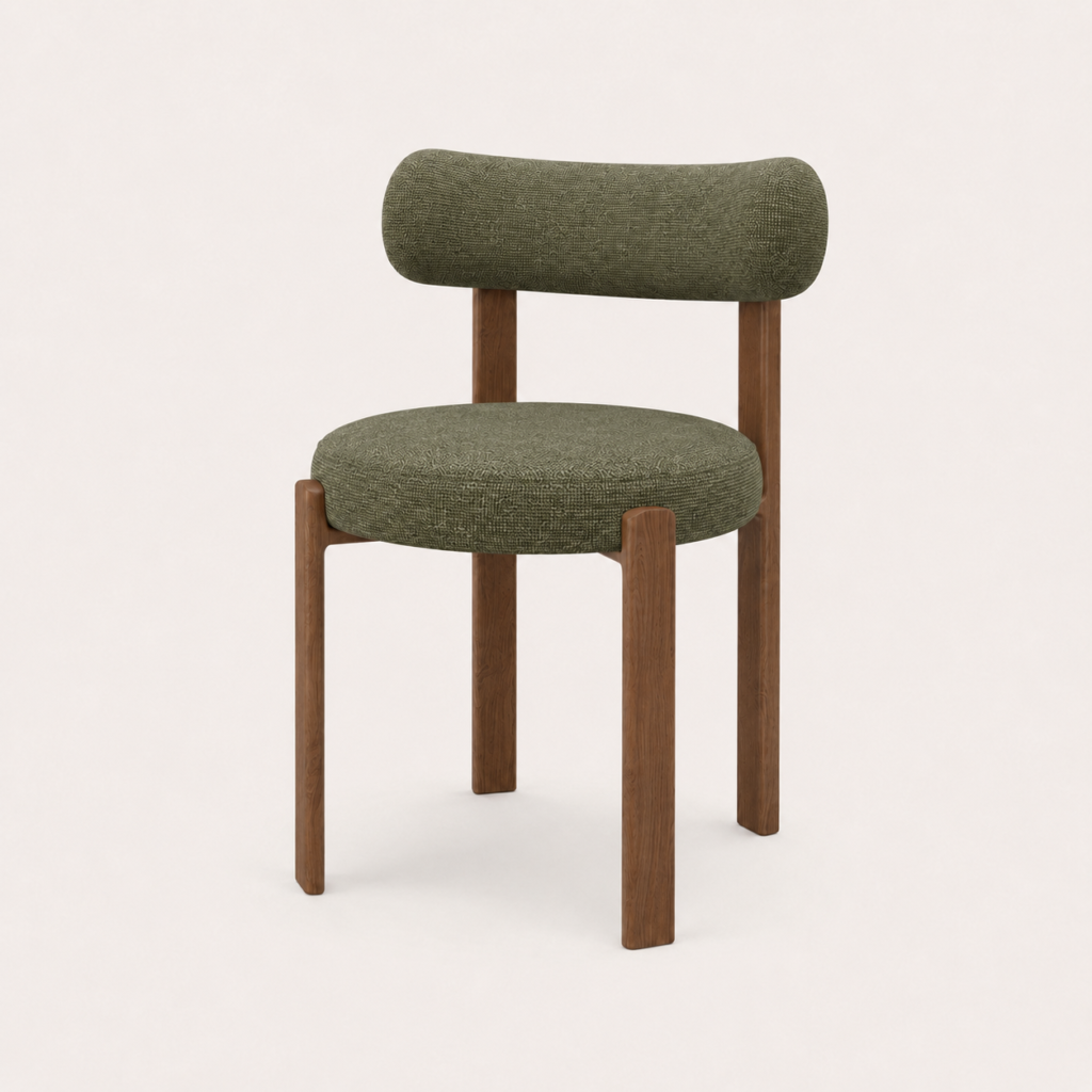 Set Of 2 OREN Khaki Green Chenille Velvet Chairs