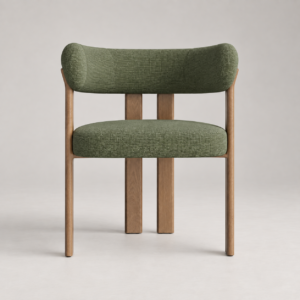 Set Of 2 Small OREN Khaki Chenille Velvet Armchairs - Image 2