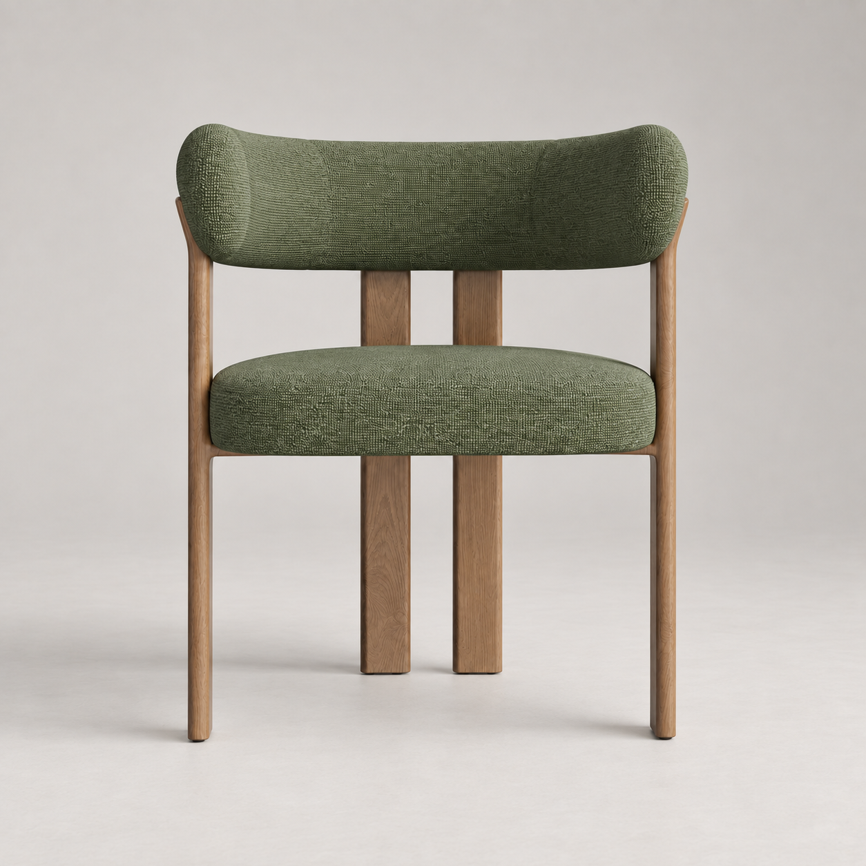 Set Of 2 Small OREN Khaki Chenille Velvet Armchairs - Image 2
