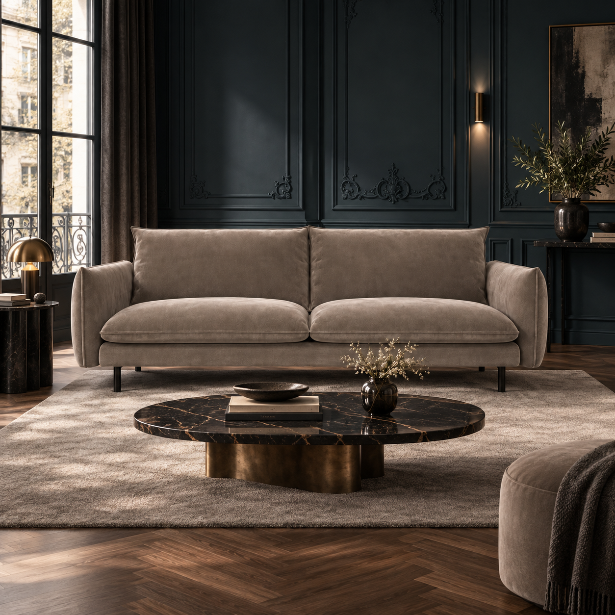 ISAK 3-seater Velvet Sofa - Image 5