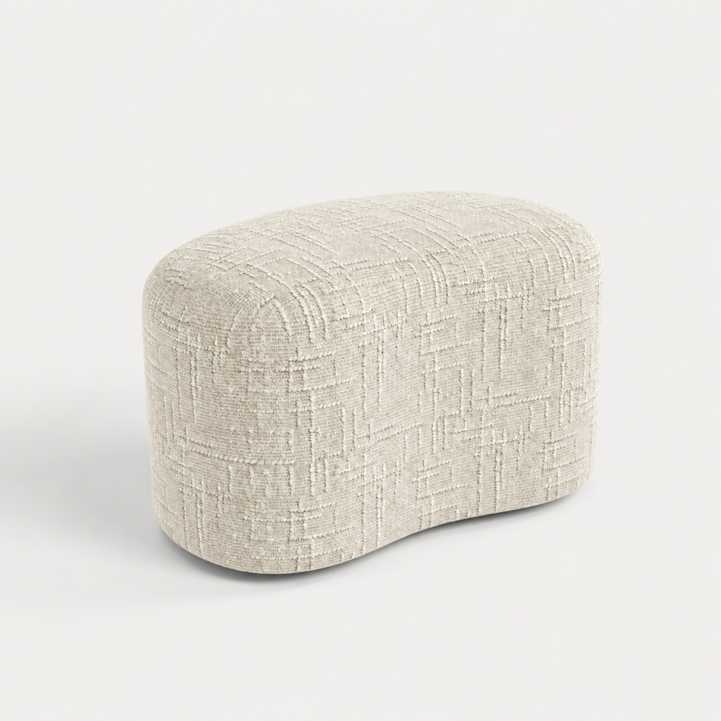 OVO Cream Pouf 60 cm Woven Velvet