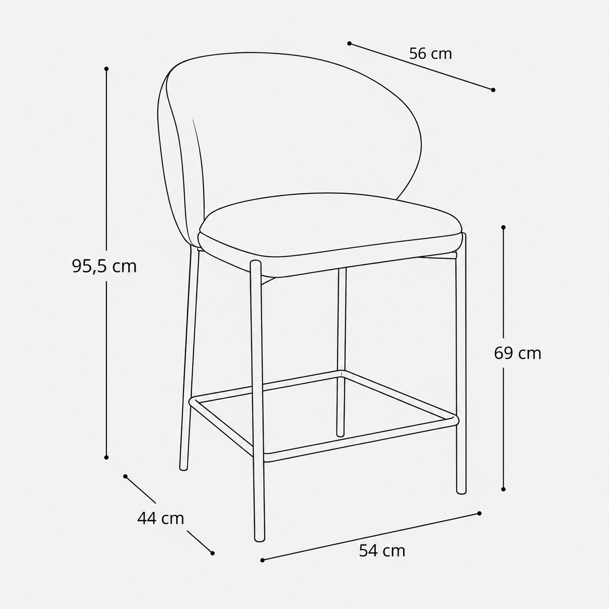 Set of 2 Luca Velvet Stools with Black Legs - Image 7