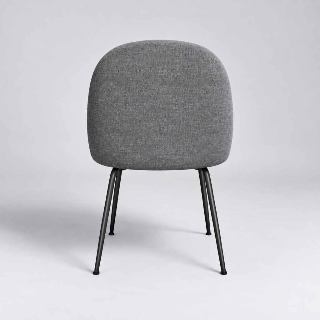 Set Of 2 ELLA Gray Soft-Touch Woven Fabric Chairs with Black Legs