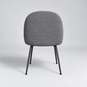 Set Of 2 ELLA Gray Soft-Touch Woven Fabric Chairs with Black Legs - Image 4