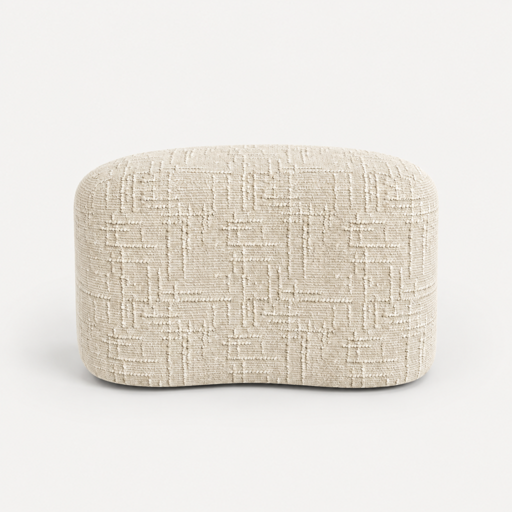 OVO Cream Pouf 60 cm Woven Velvet