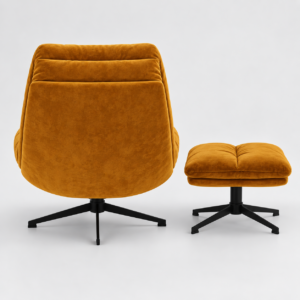 RIVA Velvet Swivel Armchair and Footstool Set - Image 4