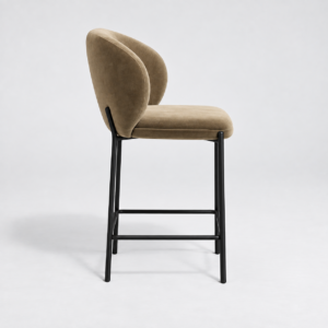 Set of 2 Luca Velvet Stools with Black Legs - Image 4