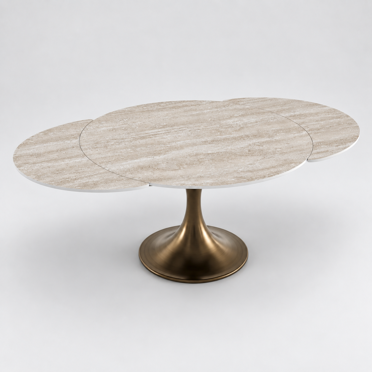 JACINTHE Travertine Finish and Bronze Base Extendable Table, 120cm - Image 3