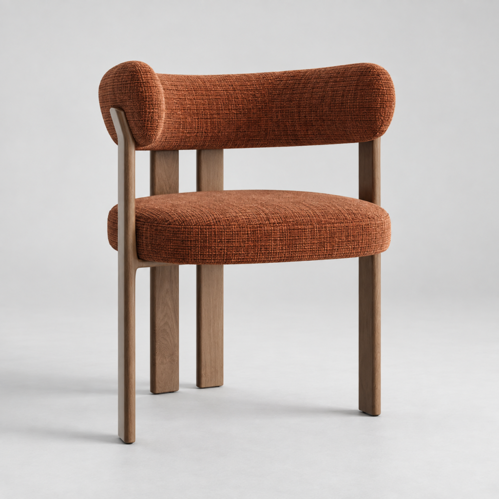 Set of 2 Small OREN Terracotta Embossed Velvet Armchairs