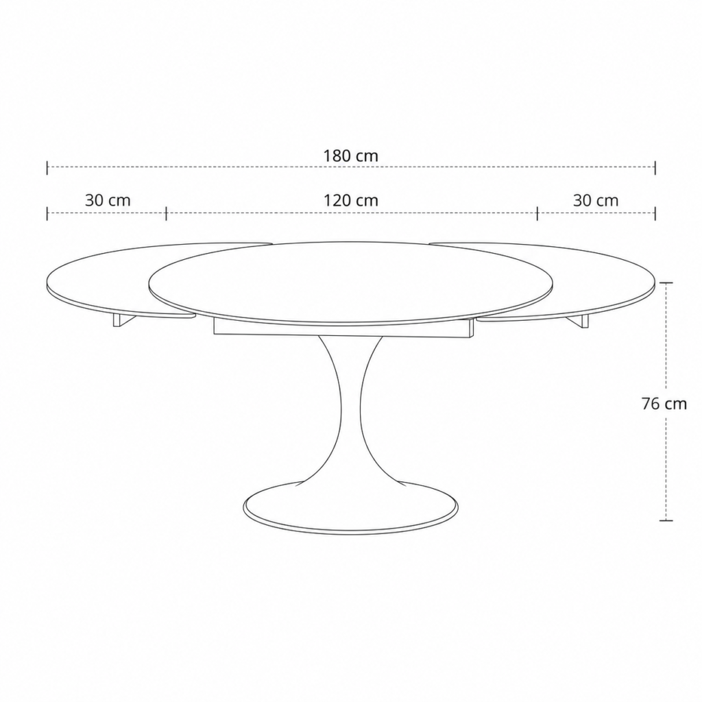 JACINTHE Travertine Finish and Bronze Base Extendable Table, 120cm