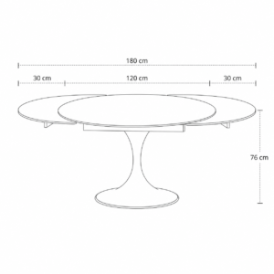 JACINTHE Travertine Finish and Bronze Base Extendable Table, 120cm - Image 5