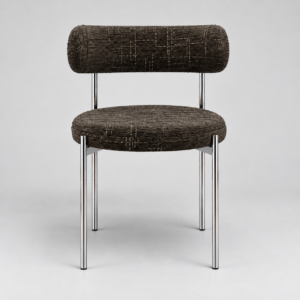 Set Of 2 ADELE Brown Espresso Woven Velvet Chairs With Chrome Legs - Image 3