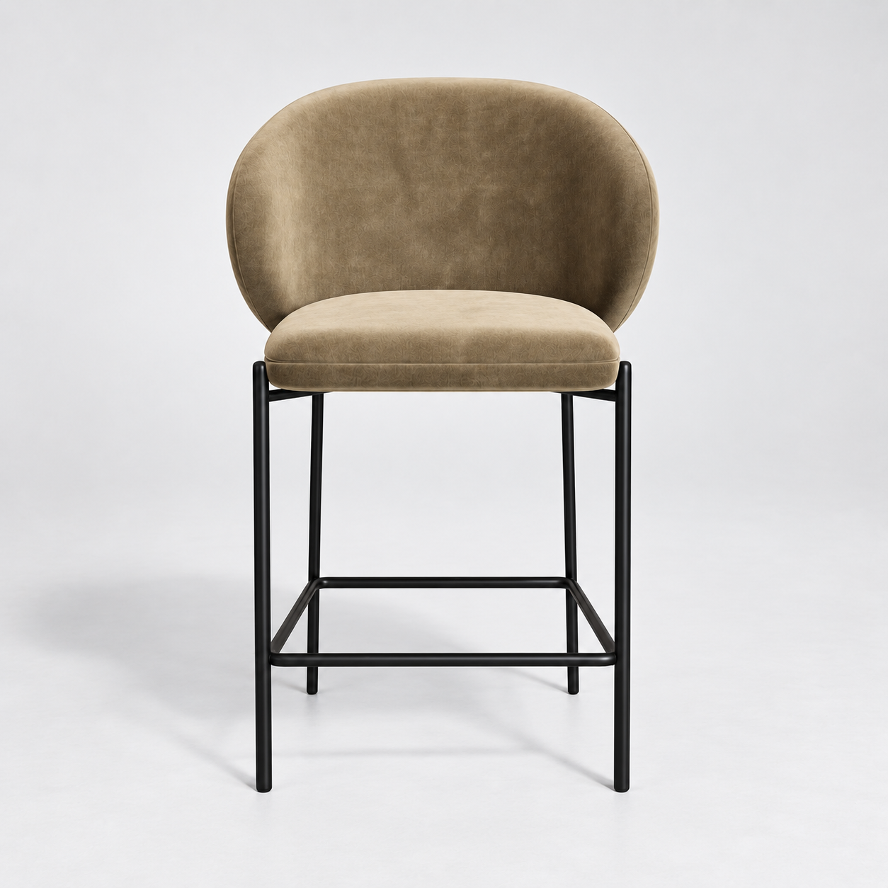 Set of 2 Luca Velvet Stools with Black Legs - Image 3