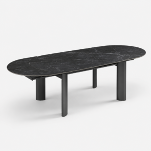 SILVA Black Marble, Black Legs, Extendable Dining Table, 180cm - Image 1