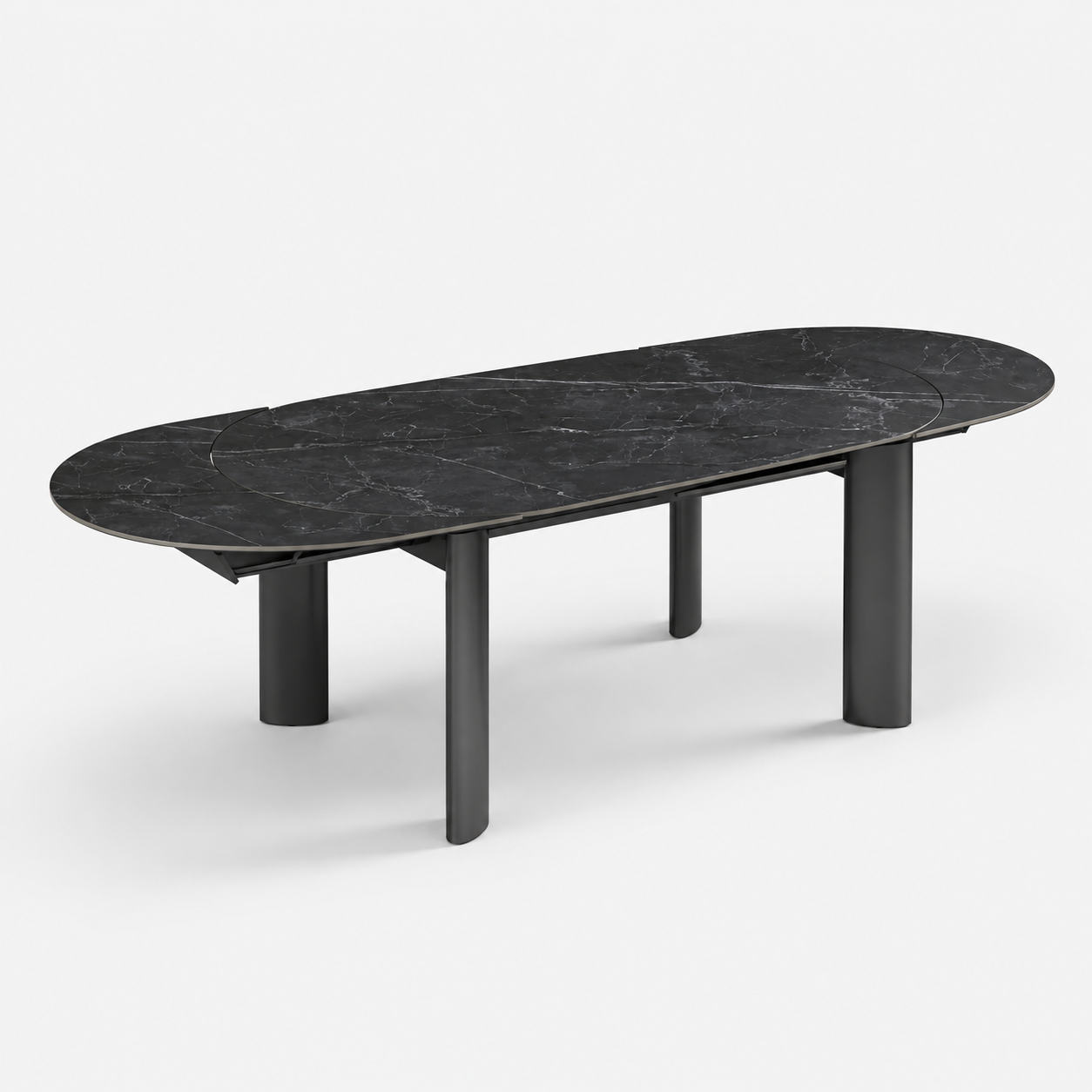 SILVA Black Marble, Black Legs, Extendable Dining Table, 180cm - Image 1