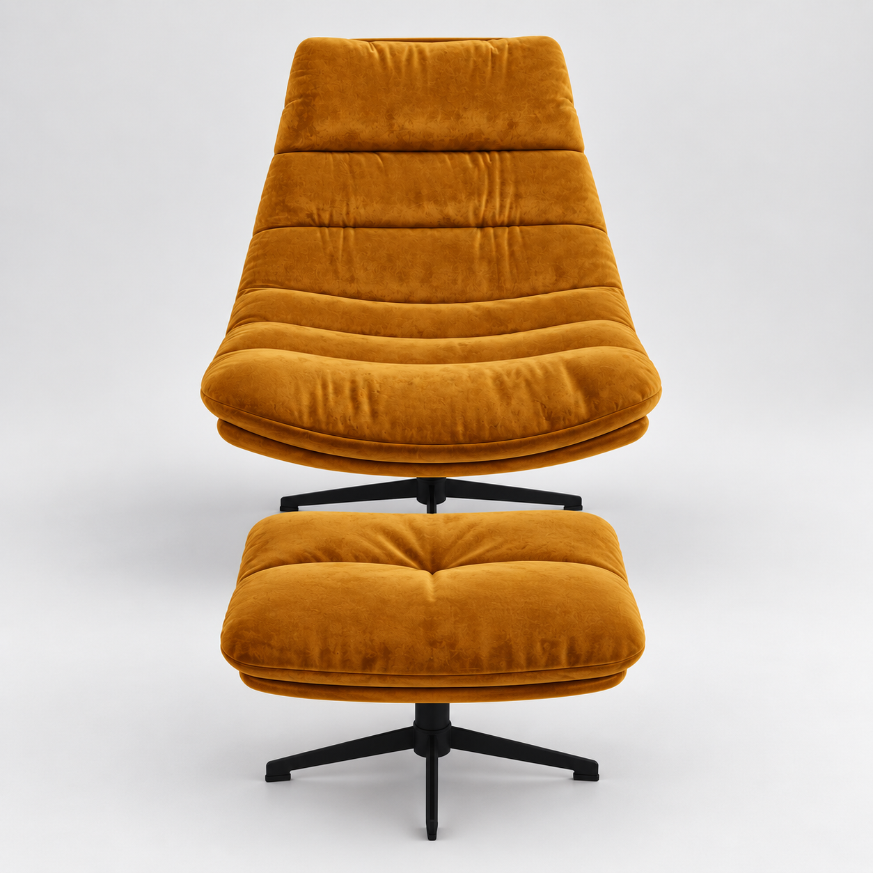 RIVA Velvet Swivel Armchair and Footstool Set - Image 3