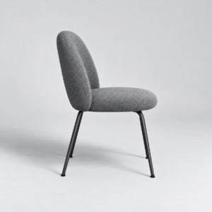 Set Of 2 ELLA Gray Soft-Touch Woven Fabric Chairs with Black Legs - Image 3