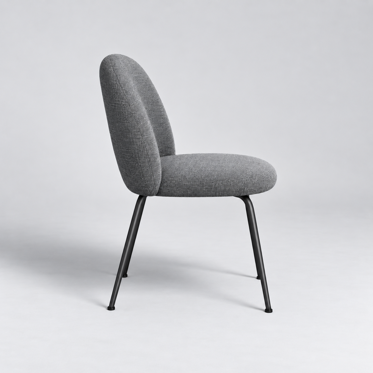 Set Of 2 ELLA Gray Soft-Touch Woven Fabric Chairs with Black Legs - Image 3